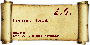 Lőrincz Izsák névjegykártya